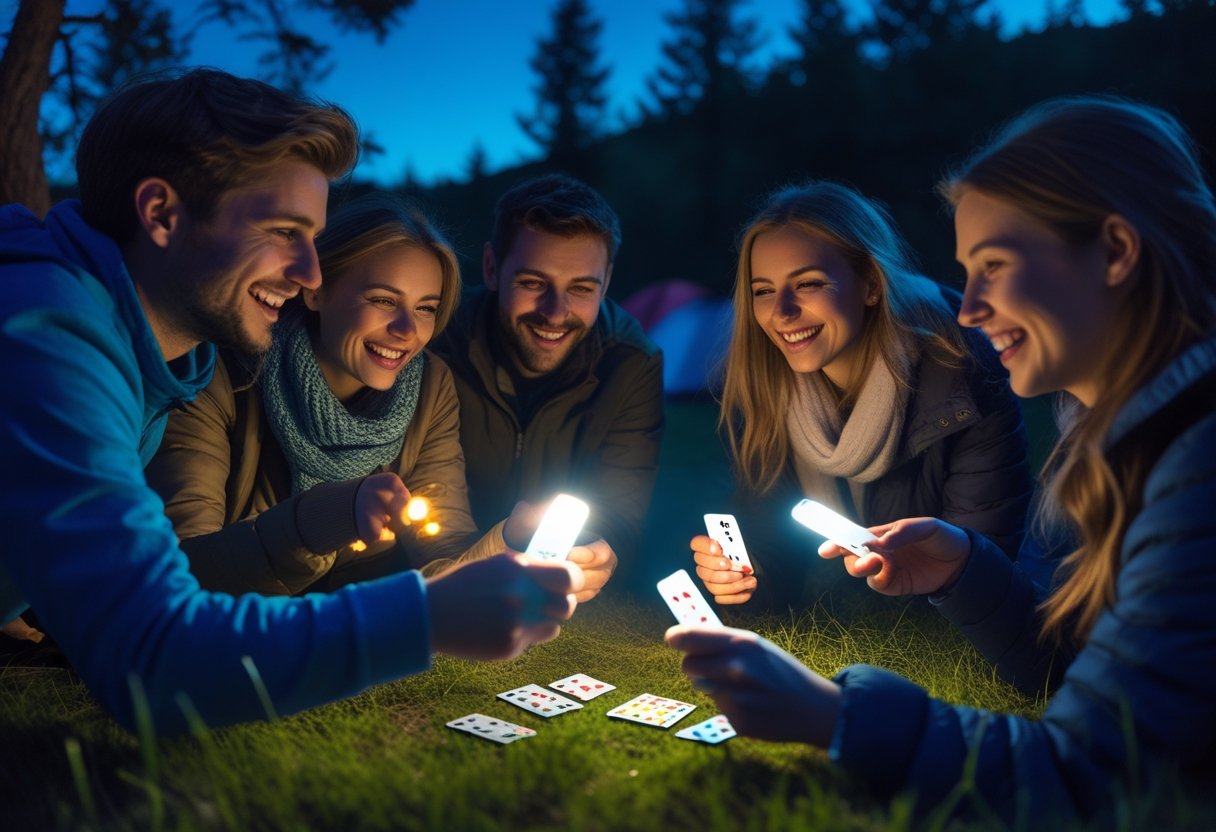 Sjove udendørsaktiviteter med lommelygter og underholdende kort